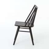 Featuring Windsor Black Oak Dining Chair by Four Hands at Amethyst Home. Try a cleaner, more modern take on the traditional Windsor with our Windsor Dining Chair. This tall beauty is wire-brushed to bring out the cathedral grain in the oak, and stained deep black for lovely contrast with more industrial decor. This chair is super comfortable and perfect fo.  Amethyst Home provides interior design, new home construction design consulting, vintage area rugs, and lighting in the Nashville metro area.