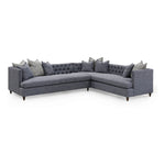 Verellen's Marilyn Sofa Family is bench-crafted in their North Carolina atelier, and features:  foam down seat construction loose boxed style seat cushion diamond tufted inside back with fabric covered ball buttons optional without tufting large and small knife edge toss pillows double needle stitch detail 4″ H conical leg