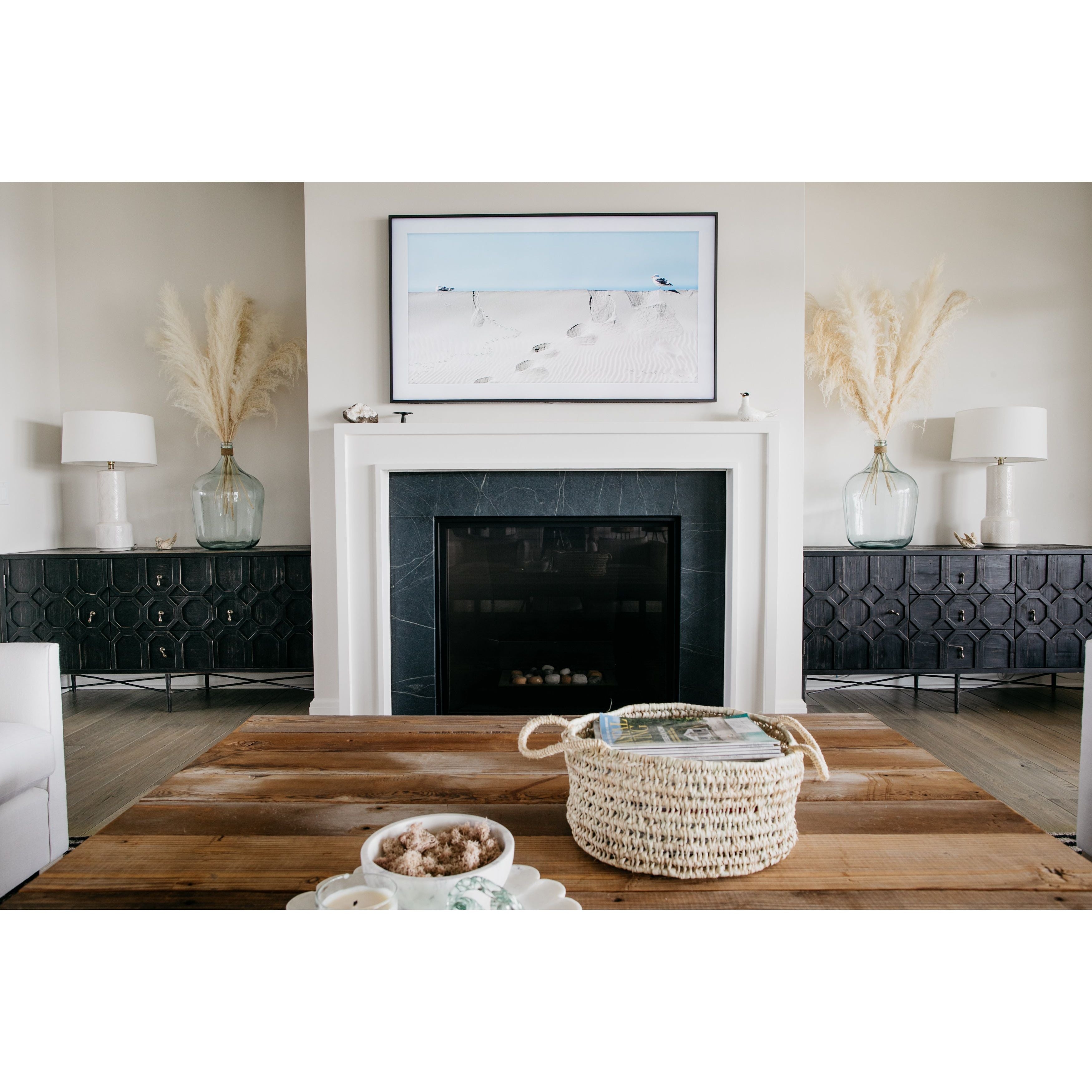 Featuring Harten Sideboard Cabinet by Dovetail at Amethyst Home. The Harten cabinet is beautifully crafted of black stained pine.  Its versatile cabinet drawer combo is perfect for both media and dining room storage.
Reclaimed pine and iron 
Antique black
Size: 63"l x 20"d x 31"h
Finish may vary slightly by piece as this is a hand-crafted product..  Amethyst Home provides interior design, new home construction design consulting, vintage area rugs, and lighting in the Newport Beach metro area.