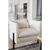 A piece we lovingly refer to as the "three legged-dog" to our clients, the Sullivan Aristocosi Linen Club Chair from Verellen is a beautiful statement piece from every angle. The 360 degree attention to detail makes it a striking piece in open concept spaces. This chair sits wonderfully for mounted televisions or with conversation and a glass of wine in the evening.