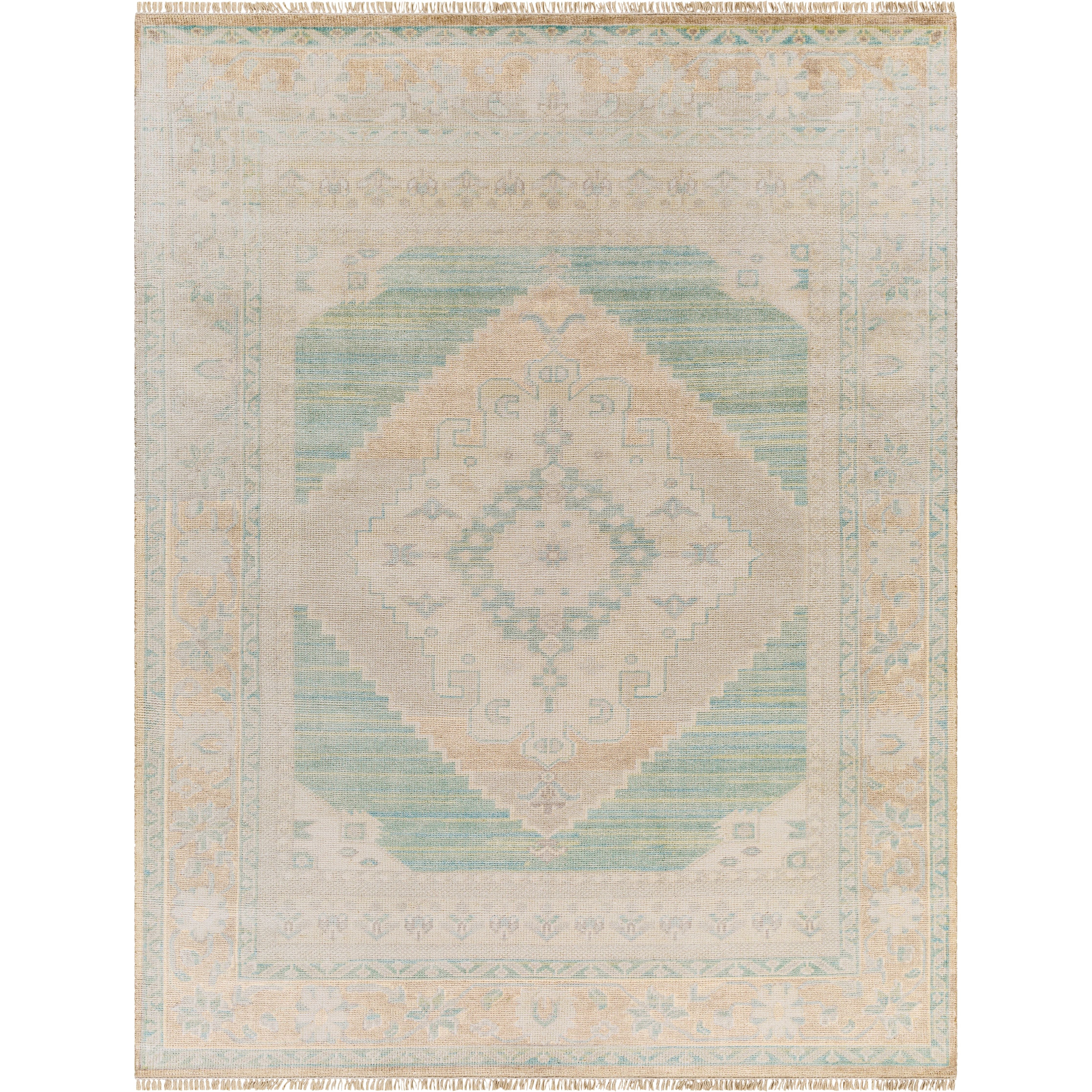 Featuring Anadolu Taupe / Sage Hand-Knotted Rug by Surya at Amethyst Home. The Anadolu Rug Collection showcases traditional inspired designs that exemplify timeless styles of elegance, comfort, and sophistication. With their hand knotted construction, these rugs provide a durability that can not be found in other handmade constructions, and boasts the abil.  Amethyst Home provides interior design, new home construction design consulting, vintage area rugs, and lighting in the Park City metro area.