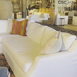 Bring convenient seating space and smart style to any space in your home with this charming Hayden Deluxe 2 Arm Sectional by Cisco Brothers. With a sophisticated air, the Hayden invites you and your guests to settle down and enjoy. Shown as a Right Arm Facing Sectional. Photographed in Quixote Oatmeal. Amethyst Home provides interior design, new home construction design consulting, vintage area rugs, and lighting in the Nashville metro area.