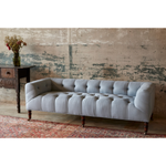 Featuring JD Field Bench with Back - Upholstered by Cisco Brothers at Amethyst Home. This JD Field Bench with Back - Upholstered is a glorious, tufted field bench on casters with leaps of old world meets modern style!  A design collaboration between Cisco Home x John Derian.  As shown in JD Vintage Steel 100% Linen.
Overall: 72"W x 22"H x 27"DSitting Space: 58". Amethyst Home provides interior design, new home construction design consulting, vintage area rugs, and lighting in the Omaha metro area.