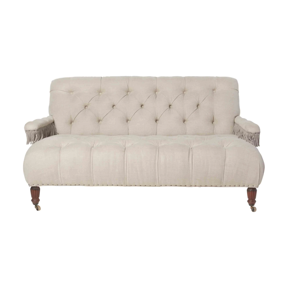 Featuring JD Coop 64" Sofa by Cisco Brothers at Amethyst Home. We love the fringe detail found on the arms of this Coop Sofa - John Derian by Cisco Home. A modern twist to a vintage look for any living room, bedroom, or other space!
Overall: 64"W x 31"H x 34"DSitting Space: 57"w x 22"dSeat Height: 17"hArm Height: 21"hWeight: 111lbsLeg: 7.75"h. Amethyst Home provides interior design, new home construction design consulting, vintage area rugs, and lighting in the Salt Lake City metro area.