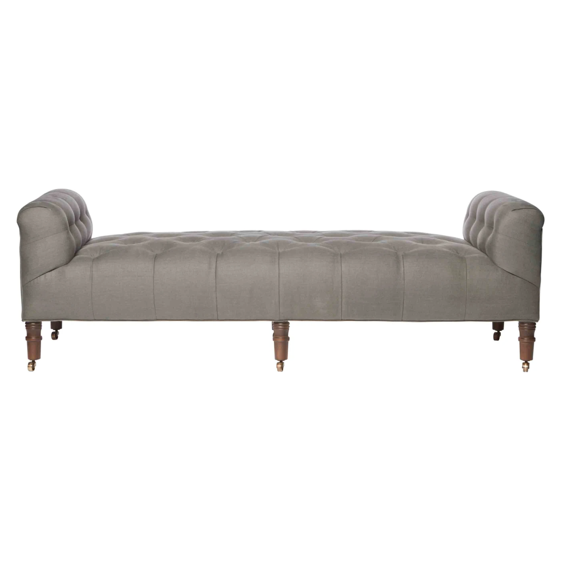 Featuring JD Field Bench No Back - Upholstered by Cisco Brothers at Amethyst Home. This JD Field Bench Upholstered is a glorious, tufted field bench on casters with leaps of old world meets modern style! A design collaboration between Cisco Home x John Derian.
Overall: 72"W x 22"H x 27"DSitting Space: 58"W x 27"DSeat Height: 16"hArm Height: 22"hWeight: 85lb. Amethyst Home provides interior design, new home construction design consulting, vintage area rugs, and lighting in the Miami metro area.