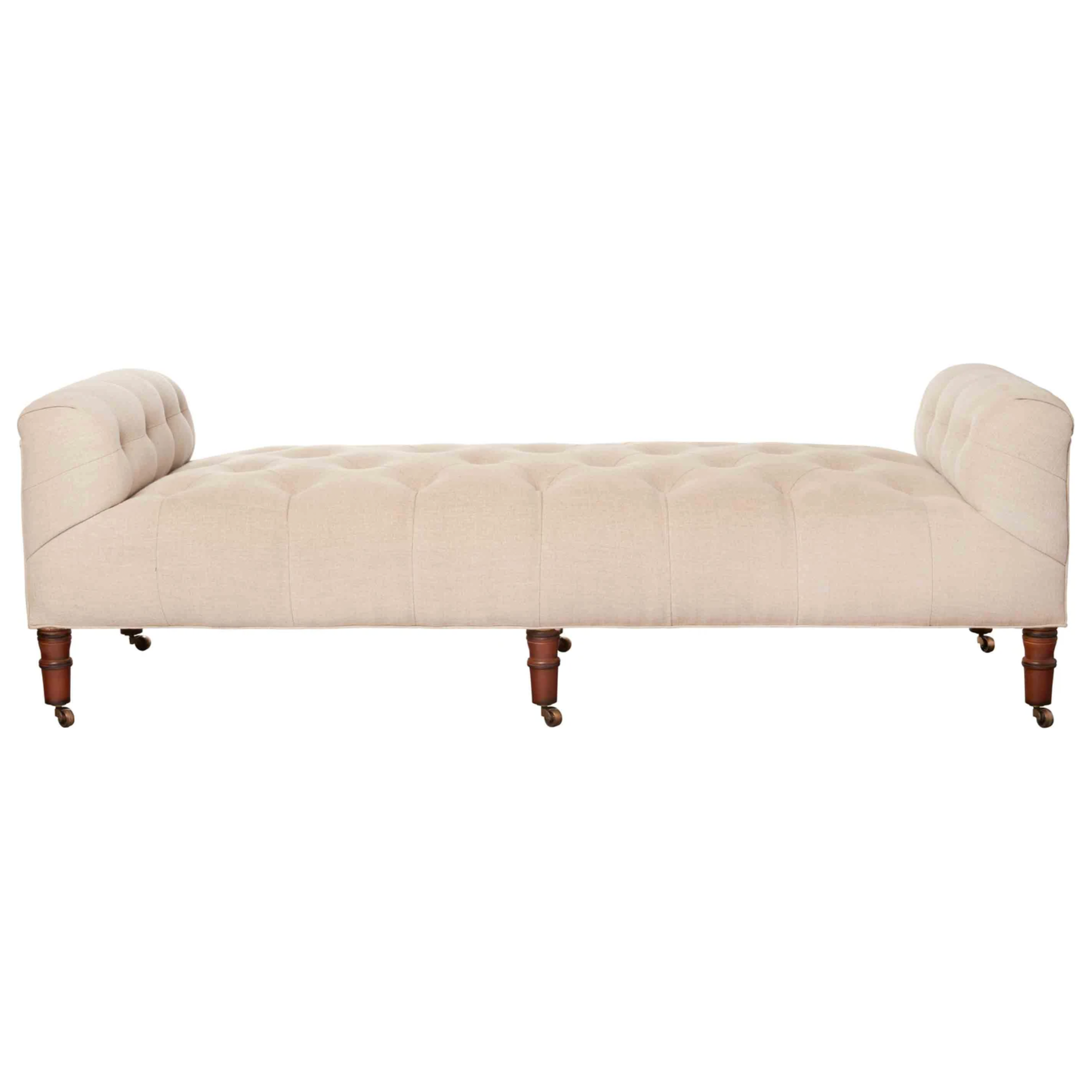 Featuring JD Field Bench No Back - Upholstered by Cisco Brothers at Amethyst Home. This JD Field Bench Upholstered is a glorious, tufted field bench on casters with leaps of old world meets modern style! A design collaboration between Cisco Home x John Derian.
Overall: 72"W x 22"H x 27"DSitting Space: 58"W x 27"DSeat Height: 16"hArm Height: 22"hWeight. Amethyst Home provides interior design, new home construction design consulting, vintage area rugs, and lighting in the Kansas City metro area.