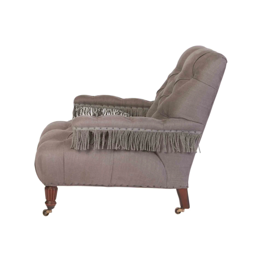 Featuring JD Coop Chair by Cisco Brothers at Amethyst Home. The fringe detail on the arms of this JD Coop Chair by Cisco Home brings a fun twist to traditional seating. We'd love to see a pair of these featured in your living room, office, or other space!
Overall: 30"w x 33"d x 31"hSitting Space: 19"w x 22"dSeat Height: 17"hArm Height: 21"hWeight: 54lbs. Amethyst Home provides interior design, new home construction design consulting, vintage area rugs, and lighting in the Houston metro area.