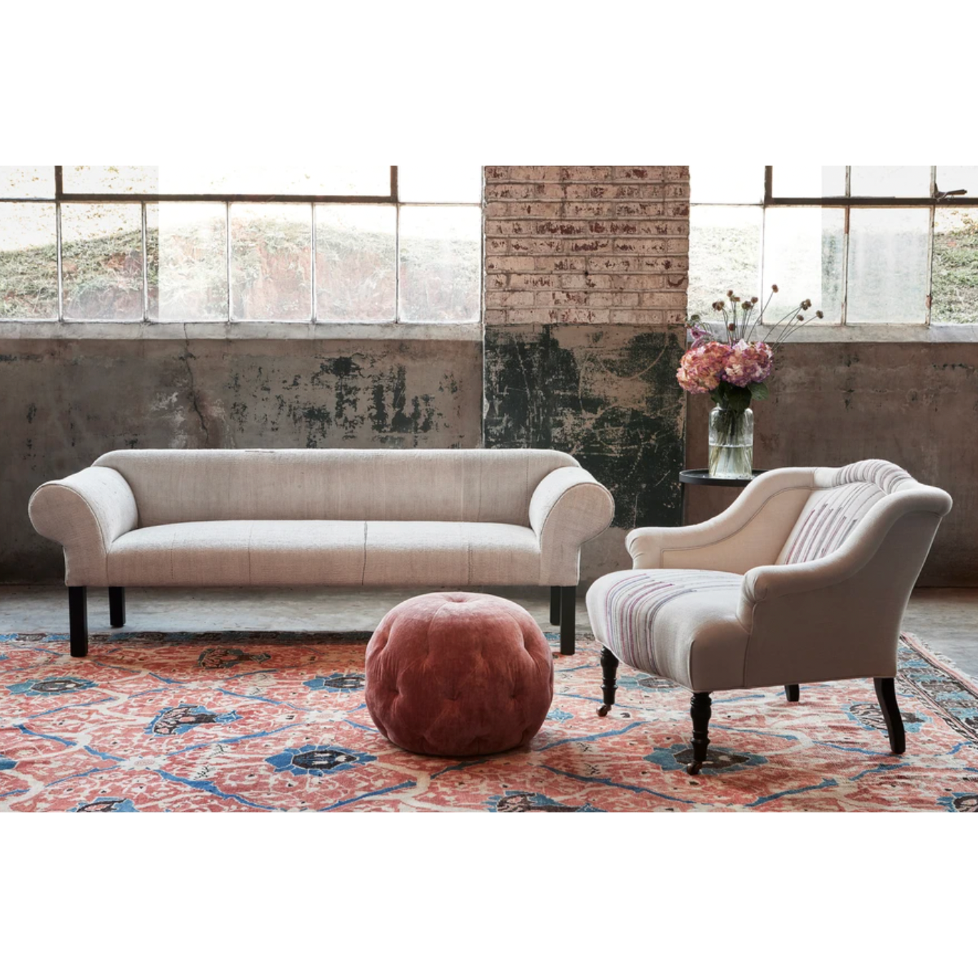 Featuring JD Teddy 78" Sofa by Cisco Brothers at Amethyst Home. We love the chunky, rolled arms of this Teddy Sofa - John Derian by Cisco Brothers. With a clean bench seat, this will be a staple furniture piece in your home for years to come!
Overall: 78"W x 27"H x 26"DSitting Space: 63.5"W x 20"DSeat Height: 19"hArm Height: 26.5"hWeight: 95lbsLeg: 9.. Amethyst Home provides interior design, new home construction design consulting, vintage area rugs, and lighting in the Salt Lake City metro area.