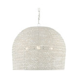 We love the shape of this Piero Chandelier. Made from iron, this brings a light and bright industrial feel to any living room, dining room, or other large area.   H: 19.25" Dia: 22.25"