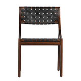 Featuring Camila Dining Chair by Dovetail at Amethyst Home. The details are simply amazing on this Camila Dining Chair. Add extra seating with a side chair that's as much a masterpiece of design as it is comfortable. 
Teak Frame with Full Grain Leather Weaving
Frame in Medium Brown and Black Leather
Size: 21"l x 17"d x 33"h.  Amethyst Home provides interior design, new home construction design consulting, vintage area rugs, and lighting in the Miami metro area.
