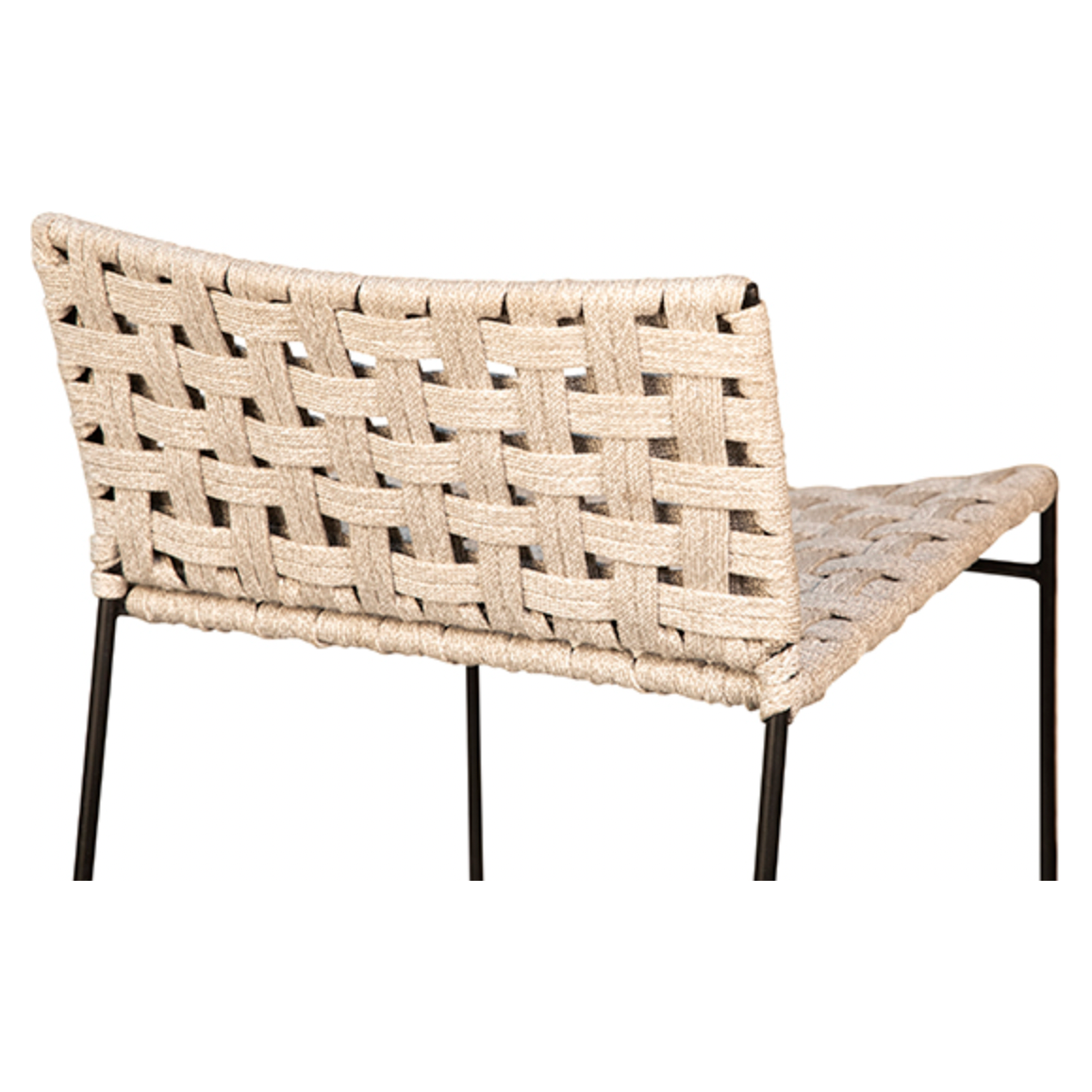 Featuring Ezra Counter Stool by Dovetail at Amethyst Home. We love the natural color rope paired with the iron base of this Ezra Counter Stool. The perfect chair for your indoor or outdoor counter area. 
Powder Coated Iron and Flat Rope
Natural Color Rope with Powder Coated Black Legs
Indoor Outdoor Use
Size: 18"l x 22"d x 34"h.  Amethyst Home provides interior design, new home construction design consulting, vintage area rugs, and lighting in the Park City metro area.