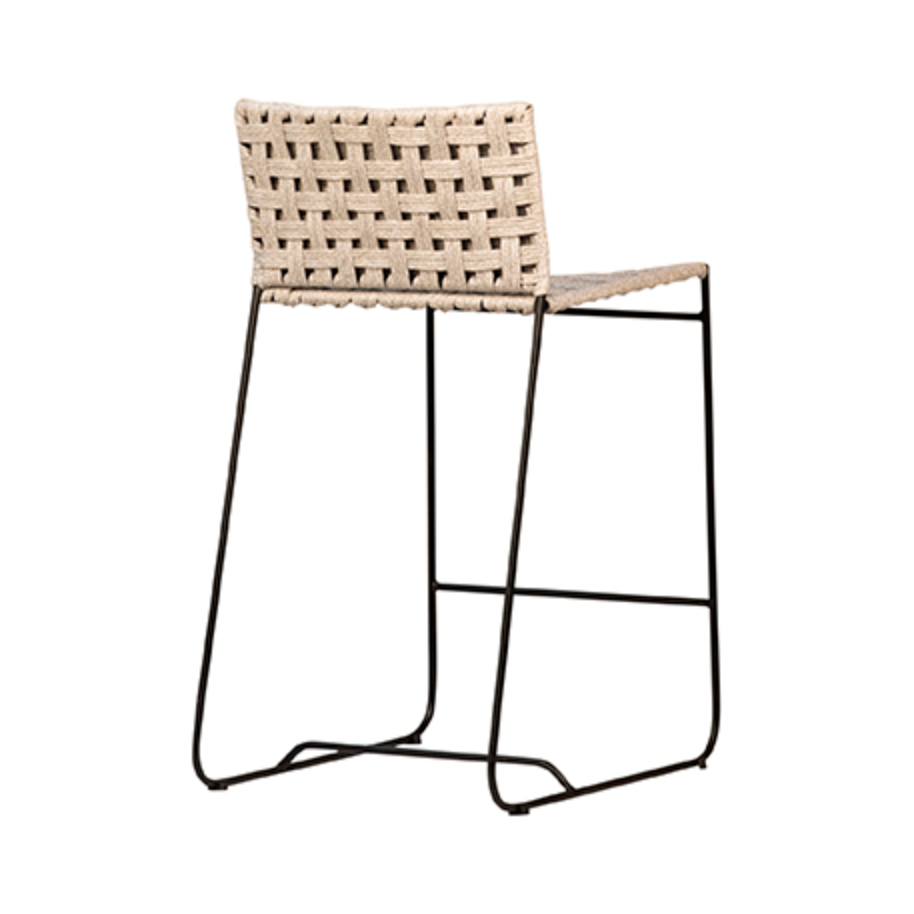 Featuring Ezra Counter Stool by Dovetail at Amethyst Home. We love the natural color rope paired with the iron base of this Ezra Counter Stool. The perfect chair for your indoor or outdoor counter area. 
Powder Coated Iron and Flat Rope
Natural Color Rope with Powder Coated Black Legs
Indoor Outdoor Use
Size: 18"l x 22"d x 34"h.  Amethyst Home provides interior design, new home construction design consulting, vintage area rugs, and lighting in the Salt Lake City metro area.