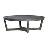 Featuring Malburn Coffee Table by dovetail at Amethyst Home. The Malburn Coffee Table is beautifully constructed from black burnt oak with a unique leg design. Easily adaptable to any living space and decor setting. Due to the nature of the material, do not expose to sunlight.
Size: 55"w x 55"d x 18"h.  Amethyst Home provides interior design, new home construction design consulting, vintage area rugs, and lighting in the Monterey metro area.