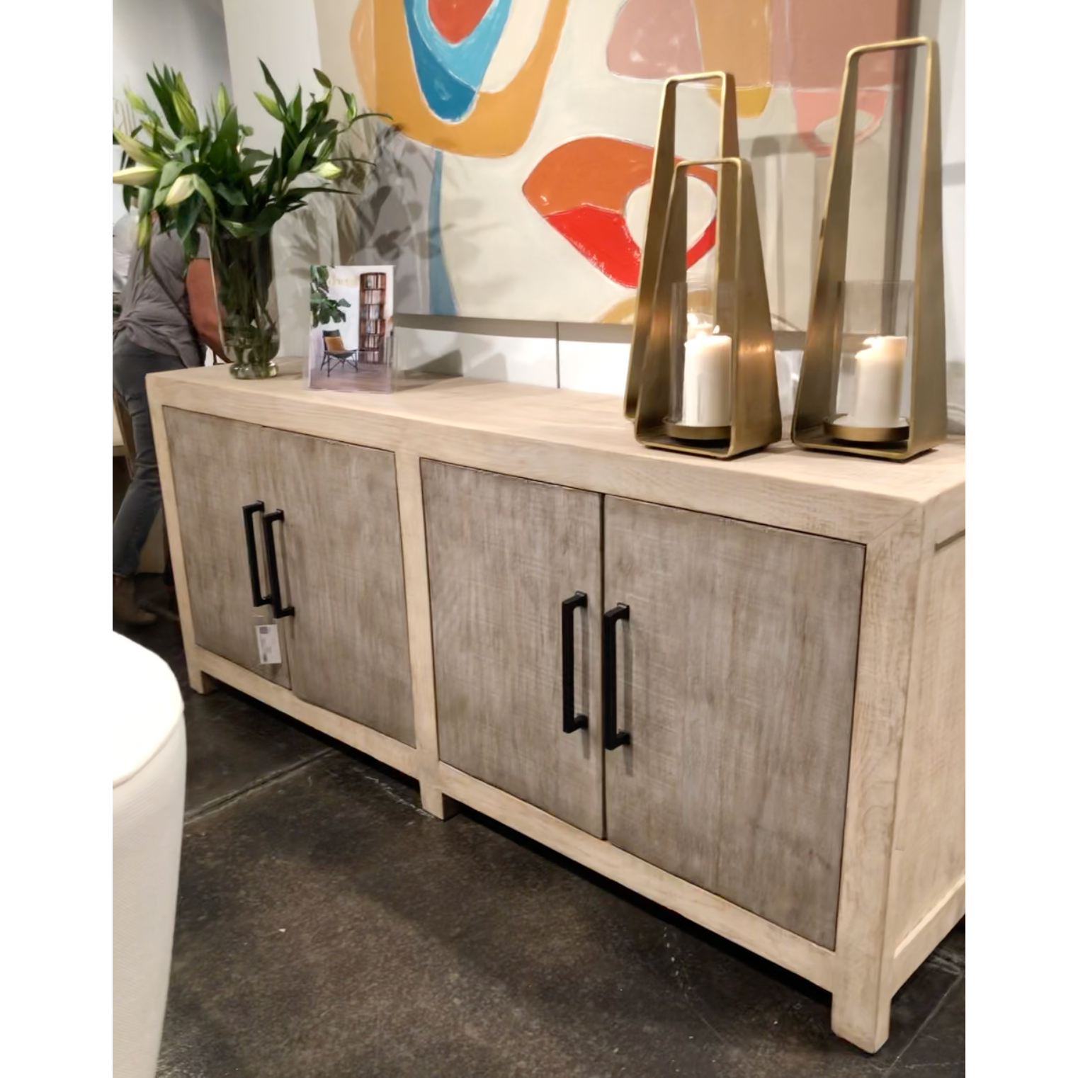 Featuring Merwin Sideboard by Dovetail at Amethyst Home. We love how the reclaimed pine and white and grey wash brings an antique, organic feel this Merwin Sideboard. 
Reclaimed Pine
Natural Sealed Finish with White and Grey Wash
Amethyst Home celebrates natural materials, which often comes with beautiful imperfections. Each piece is made uniquely for.  Amethyst Home provides interior design, new home construction design consulting, vintage area rugs, and lighting in the Portland metro area.