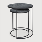 Featuring Nesting Side Table Set - Charcoal by Ethnicraft at Amethyst Home. Featuring a heavy aged mirror surface, this Charcoal Nesting Side Table Set brings a unique look to any space. Place beside the sofa, sitting next to your bed, or as a complementary piece to a work of art, its adaptability offers many possibilities.
Dimensions: 22.5"w x 22.5"d x 27.  Amethyst Home provides interior design, new home construction design consulting, vintage area rugs, and lighting in the Park City metro area.