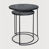 Featuring Nesting Side Table Set - Charcoal by Ethnicraft at Amethyst Home. Featuring a heavy aged mirror surface, this Charcoal Nesting Side Table Set brings a unique look to any space. Place beside the sofa, sitting next to your bed, or as a complementary piece to a work of art, its adaptability offers many possibilities.
Dimensions: 22.5"w x 22.5"d x 27.  Amethyst Home provides interior design, new home construction design consulting, vintage area rugs, and lighting in the Park City metro area.