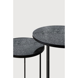 Featuring Nesting Side Table Set - Charcoal by Ethnicraft at Amethyst Home. Featuring a heavy aged mirror surface, this Charcoal Nesting Side Table Set brings a unique look to any space. Place beside the sofa, sitting next to your bed, or as a complementary piece to a work of art, its adaptability offers many possibilities.
Dimensions: 22.5"w x 22.5"d x 27.5"h.  Amethyst Home provides interior design, new home construction design consulting, vintage area rugs, and lighting in the Omaha metro area.