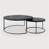 Featuring Nesting Coffee Table Set - Charcoal by Ethnicraft at Amethyst Home. Featuring a heavy aged mirror surface, this Nesting Coffee Table Set - Charcoal brings a vintage look with a modern twist to any living room or lounge area. 
Dimensions: Table 1 - 36.5"w x 36.5"d x 16.5"h Table 2 - 24"w x 24"d x 14"hWeight: 58 lbs
Material: Mirror
For regular d.  Amethyst Home provides interior design, new home construction design consulting, vintage area rugs, and lighting in the Kansas City metro area.