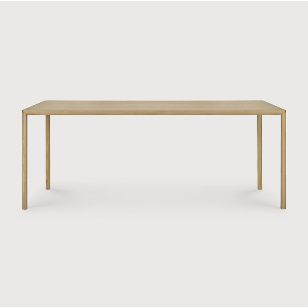 Featuring Oak Air Dining Table by Ethnicraft at Amethyst Home. With a simple, clean and minimal design, this Oak Air Dining Table is a table to add your dining room or kitchen area of years to come. The sleek bevelled legs makes the tabletop seems to float effortlessly above. 
Material: Oak, 100% Solid WoodFinish: Varnished
Dimensions 55": 55.5"w x 31.5"d x 3.  Amethyst Home provides interior design, new home construction design consulting, vintage area rugs, and lighting in the Austin metro area.