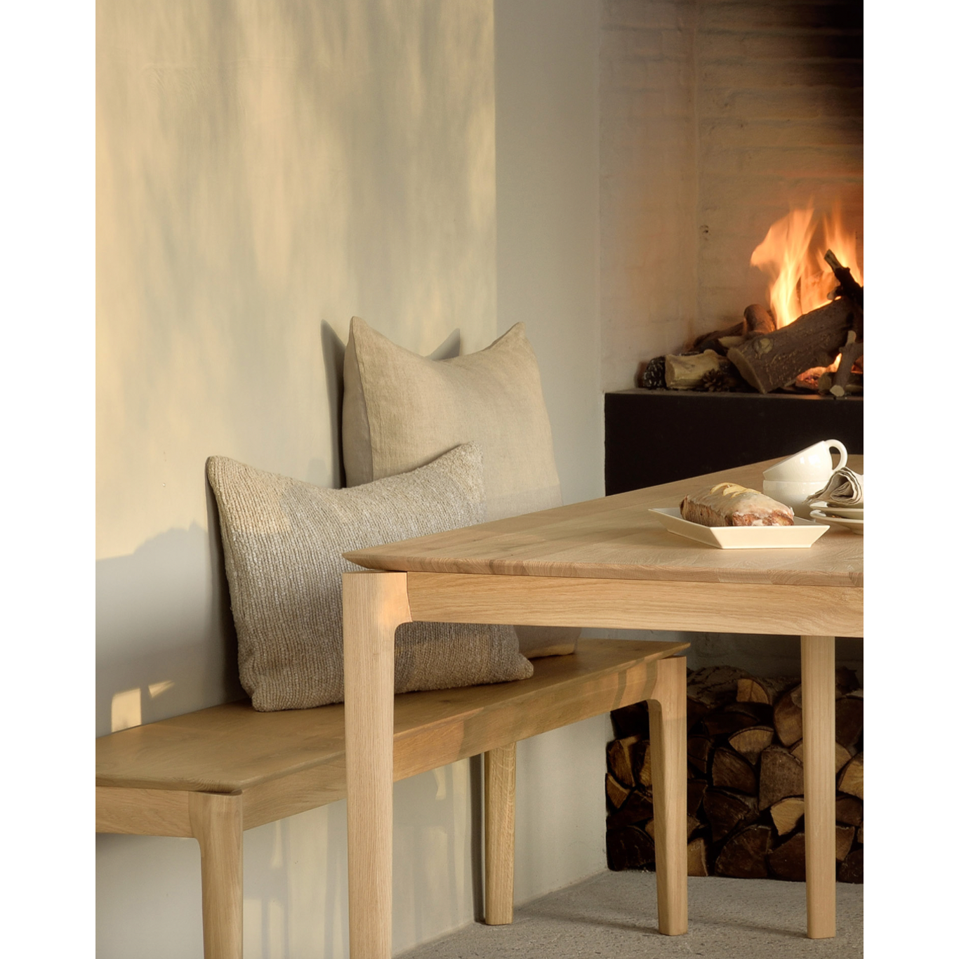 Featuring Oak Bok Bench by Ethnicraft at Amethyst Home. This Oak Bok Bench features an airy shape with rock-solid construction,  making this piece a timeless and remarkable design to enjoy for years to come. Pair with a dining table or stand-alone against a wall, hallway, or end of the bed! 
49.5" Dimensions: 50"w x 14"d x 18.5"h Weight: 31 lbs
57.5" Dimensi.  Amethyst Home provides interior design, new home construction design consulting, vintage area rugs, and lighting in the Houston metro area.