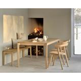 Featuring Oak Bok Bench by Ethnicraft at Amethyst Home. This Oak Bok Bench features an airy shape with rock-solid construction,  making this piece a timeless and remarkable design to enjoy for years to come. Pair with a dining table or stand-alone against a wall, hallway, or end of the bed! 
49.5" Dimensions: 50"w x 14"d x 18.5"h Weight: 31 lbs
57.5" Dimensio.  Amethyst Home provides interior design, new home construction design consulting, vintage area rugs, and lighting in the Dallas metro area.