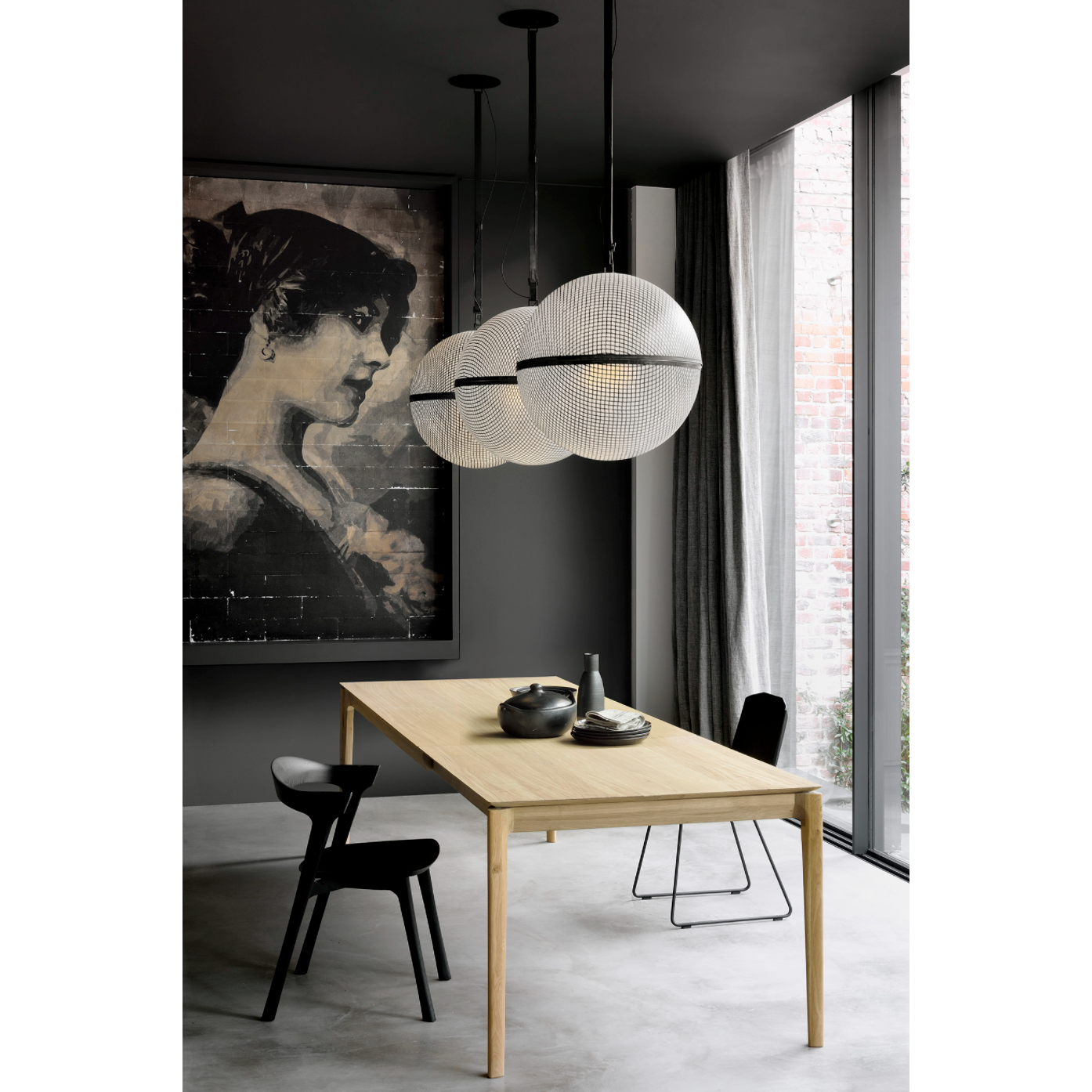 Featuring Oak Bok Dining Chair - Black by Ethnicraft at Amethyst Home. This Oak Bok Dining Chair features an airy shape with rock-solid construction,  making this piece a timeless and remarkable design to enjoy for years to come. Pair with a dining table or stand-alone against a wall, hallway, or end of the bed! Designed by Alain can Havre
Dimensions: 20"w x.  Amethyst Home provides interior design, new home construction design consulting, vintage area rugs, and lighting in the Houston metro area.