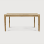 Featuring Oak Bok Dining Table by Ethnicraft at Amethyst Home. The airy shape yet rock solid construction make this Oak Bok Dining Table a timeless and remarkable design to enjoy for years to come. Available in many sizes, this can fit any dining room or kitchen area. 
Material: Oak, 100% Solid WoodFinish: Oiled
Dimensions 55": 55.5"w x 31.5"d x 30"hW.  Amethyst Home provides interior design, new home construction design consulting, vintage area rugs, and lighting in the Salt Lake City metro area.