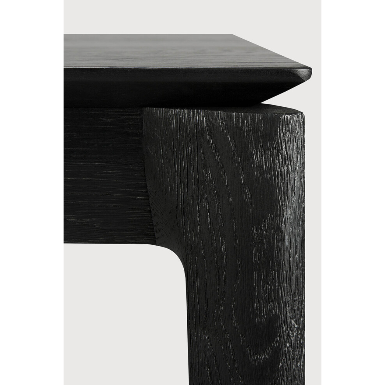 Featuring Oak Bok Dining Table - Black by Ethnicraft at Amethyst Home. The airy shape yet rock solid construction make this Oak Bok Dining Table - Black a timeless and remarkable design to enjoy for years to come. Available in many sizes, this can fit any dining room or kitchen area. 
Material: Oak, 100% Solid WoodFinish: Varnished - this finishing gives o.  Amethyst Home provides interior design, new home construction design consulting, vintage area rugs, and lighting in the Calabasas metro area.