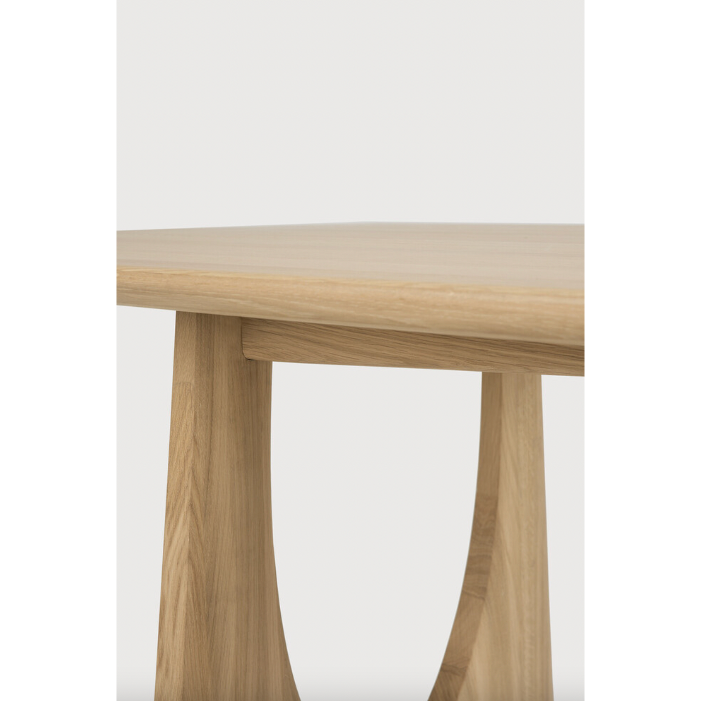 Featuring Oak Geometric Dining Table by Ethnicraft at Amethyst Home. With enriched shapes and unexpected details, this Oak Geometric Dining Table is a statement item. Luxury comes with its length, which is offset by softened edges and natural lines -- perfect for any dining room or workspace. 
Material: Oak, 100% Solid WoodFinish: Oiled
Dimensions: 98.5"w x 3.  Amethyst Home provides interior design, new home construction design consulting, vintage area rugs, and lighting in the Austin metro area.