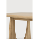 Featuring Oak Geometric Dining Table by Ethnicraft at Amethyst Home. With enriched shapes and unexpected details, this Oak Geometric Dining Table is a statement item. Luxury comes with its length, which is offset by softened edges and natural lines -- perfect for any dining room or workspace. 
Material: Oak, 100% Solid WoodFinish: Oiled
Dimensions: 98.5"w x 3.  Amethyst Home provides interior design, new home construction design consulting, vintage area rugs, and lighting in the Austin metro area.