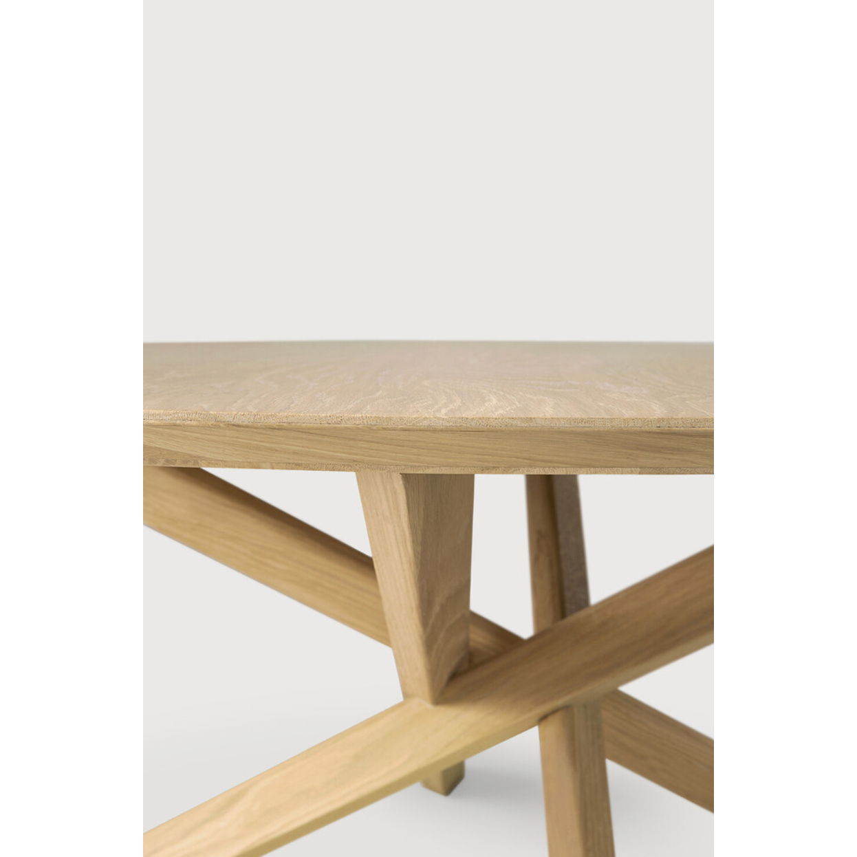 Featuring Oak Mikado Coffee Table by Ethnicraft at Amethyst Home. The Oak Mikado Coffee Table, designed by Alain van Havre, is a study of balance and symmetry. The interested base brings a unique look to any living room or lounge area!
Oval Dimension: 56.5"w x 26.5"d x 17"h Weight: 35 lbs
Round Dimension: 39.5"w x 39.5"d x 17"hWeight: 40 lbs
Material: Oak,.  Amethyst Home provides interior design, new home construction design consulting, vintage area rugs, and lighting in the Nashville metro area.