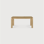 Featuring Oak Slice Dining Table by Ethnicraft at Amethyst Home. A seemingly simple and straightforward piece, the Oak Slice Dining Table features subtle corner details that add playful sophistication to the functional piece. A piece to gather your family and friends around for years to come. 
Material: Oak, 100% Solid WoodFinish: Oil
Dimensions 63": 63".  Amethyst Home provides interior design, new home construction design consulting, vintage area rugs, and lighting in the Los Angeles metro area.