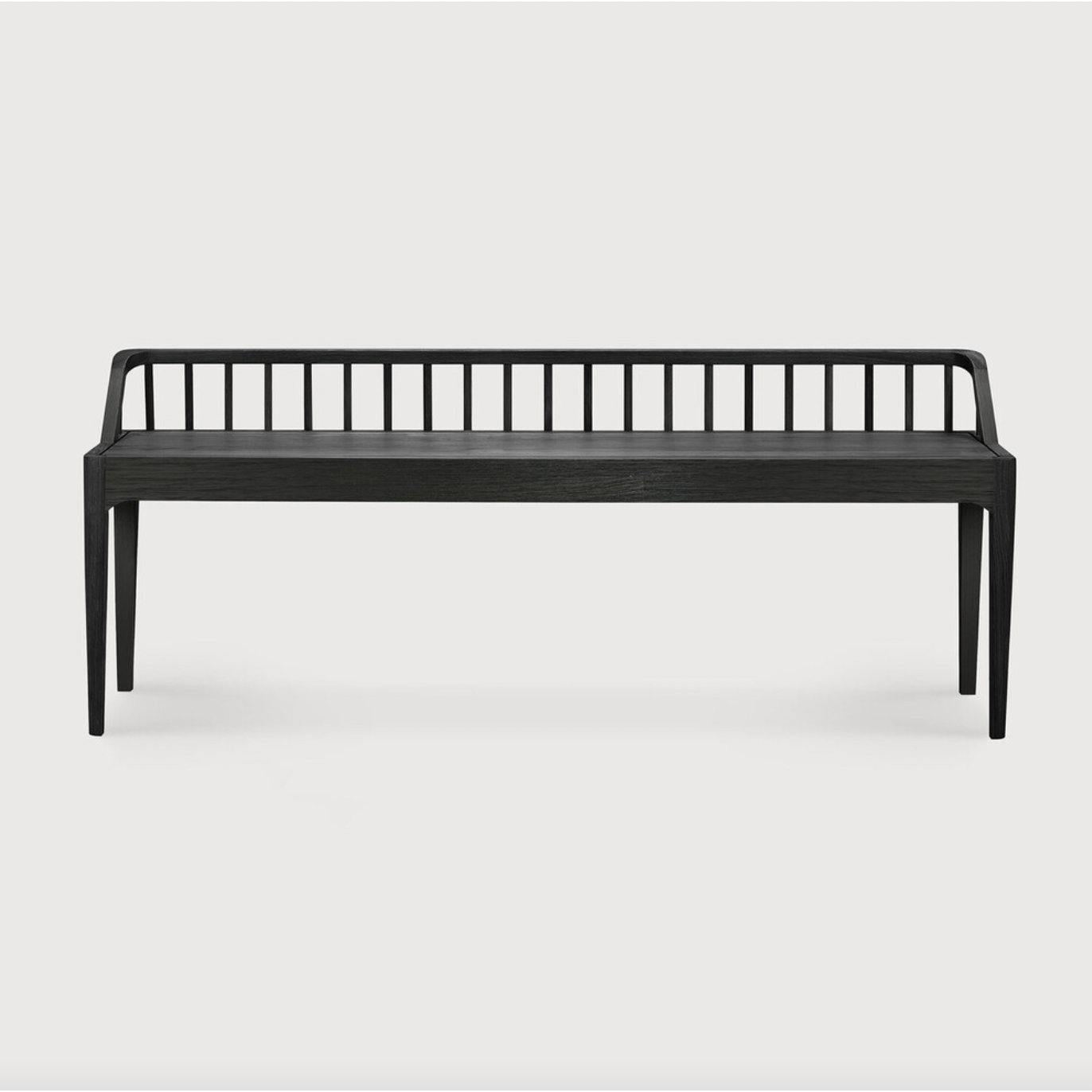 Featuring Oak Spindle Bench - Black by Ethnicraft at Amethyst Home. Wherever you choose to place it, this Oak Spindle Bench - Black in solid oak is a striking piece. We'd love to see this styled with an Amethyst Pillow in your entryway, bedroom, or other space! 
Dimensions: 59.5"w x 14"d x 24"h Seat Height: 18"Weight: 28 lbs
Material: Oak, 100% Solid WoodFini.  Amethyst Home provides interior design, new home construction design consulting, vintage area rugs, and lighting in the Austin metro area.