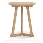 Featuring Oak Tripod Side Table by Ethnicraft at Amethyst Home. The Oak Tripod Side Table is a light, versatile piece that can be used on its own or in a group of several tables. It can easily be moved from room to room, placed next to a chair or a settee, or as a bedside table.
Dimensions: 18.5"w x 18.5"d x 22.5"h Weight: 11 lbs
Material: Oak, 100% soli.  Amethyst Home provides interior design, new home construction design consulting, vintage area rugs, and lighting in the Los Angeles metro area.