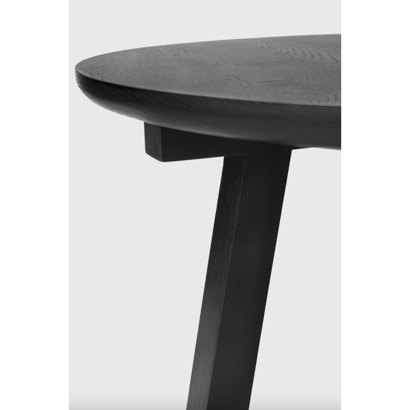 Featuring Oak Tripod Side Table - Black by Ethnicraft at Amethyst Home. The Oak Tripod Side Table is a light, versatile piece that can be used on its own or in a group of several tables. It can easily be moved from room to room, placed next to a chair or a settee, or as a bedside table.
Dimensions: 18.5"w x 18.5"d x 22.5"h Weight: 11 lbs
Material: Oak, 100.  Amethyst Home provides interior design, new home construction design consulting, vintage area rugs, and lighting in the Charlotte metro area.