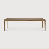 Featuring Teak Bok Extendable Dining Table by Ethnicraft at Amethyst Home. This Teak Bok Extendable Dining Table is perfect for families who want extra space when their kids, extended family, or guests come to celebrate! Its airy shape yet rock solid construction make this piece a timeless and remarkable design to enjoy for years to come.
Material: TeakFinis.  Amethyst Home provides interior design, new home construction design consulting, vintage area rugs, and lighting in the Seattle metro area.