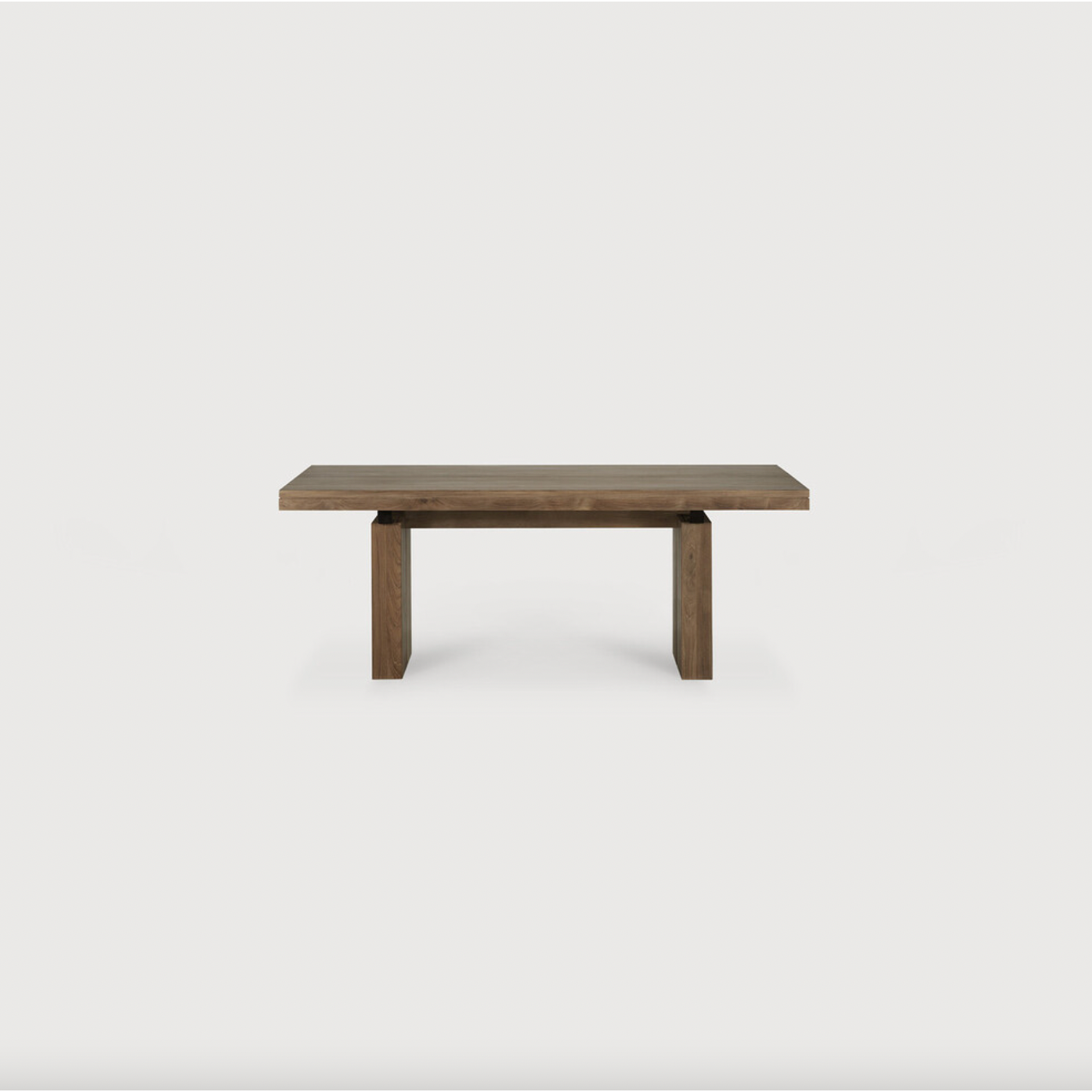 Featuring Teak Double Extendable Dining Table by Ethnicraft at Amethyst Home. We love the solid look and pure lines of this Teak Double Extendable Dining Table.  Although the table looks heavy, it can very easily be extended single-handedly. It takes a few steps and no more than seconds to make space for whatever will be happening next in your home!
Material:.  Amethyst Home provides interior design, new home construction design consulting, vintage area rugs, and lighting in the Austin metro area.