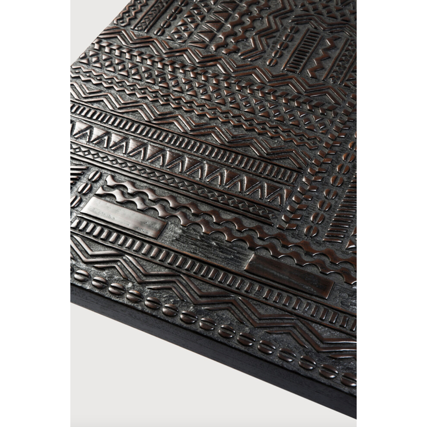 Featuring Teak Tabwa Blok Coffee Table by Ethnicraft at Amethyst Home. We love the contemporary feel of this Teak Tabwa Blok Coffee Table. The table is transformed into unique pieces of art, with each pattern carefully carved by artisans. 
Due to the hand-created nature of our products, each item will vary slightly. We consider this as a sign of uniqueness. Fo.  Amethyst Home provides interior design, new home construction design consulting, vintage area rugs, and lighting in the Omaha metro area.