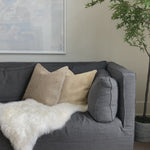 An easy addition to any room for a peaceful and calm vibe would easily be a Verellen Lawrence Sofa. Each sofa is bench-crafted with a sustainably harvested hardwood frame and 8-way hand-tied seat construction by skilled artisans.  You can sit in this sofa all day with uncompromising comfort and enough room for everyone. Each sofa is made in North Carolina and can be crafted to a variety of sizes to be the perfect addition for your home.