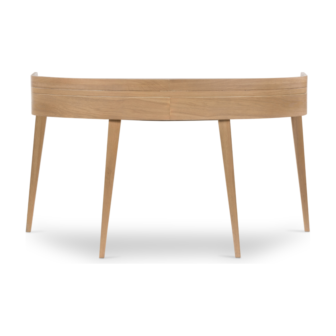 Featuring Armstrong Desk - Burnished Oak by Four Hands at Amethyst Home. With dramatically tapered legs and a slender silhouette, this Armstrong Desk - Burnished Oak is made of light-burnished oak and places a femme, functional twist on mid-century styling. Dual drawers plus an open center cubby for handy office supply storage.
Overall Dimensions: 55.5.  Amethyst Home provides interior design, new home construction design consulting, vintage area rugs, and lighting in the Winter Garden metro area.