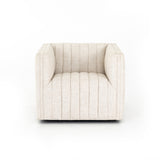 Featuring Augustine Swivel Chair - Cream by Four Hands at Amethyst Home. You will love the dramatic channeling of this Augustine Cream Swivel Chair. The swivel feature sets this apart from other chairs and is a great choice for any living room or media room. This chair is comfort wrapped in soft linen blend making this everyone's favorite chair.Overall Dimensi.  Amethyst Home provides interior design, new home construction design consulting, vintage area rugs, and lighting in the Miami metro area.