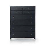 Featuring Belmont 8 Drawer Tall Dresser by Four Hands at Amethyst Home. Sleek and industrial-inspired, this Belmont 8 Drawer Tall Dresser has black iron that forms a tall, spacious eight-drawers dresser. The brass knobs bring a cool contrast to any bedroom. 
Overall Dimensions: 35.50"W x 19.75"L x 48"H
Colors: Black, Weathered BronzeMaterials: IronWeig.  Amethyst Home provides interior design, new home construction design consulting, vintage area rugs, and lighting in the Winter Garden metro area.