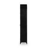 Featuring Belmont Black Iron Cabinet by Four Hands at Amethyst Home. Display barware, books, or other treasures in an arch-topped cabinet. Solid iron sheeting is finished in soft, matte black with contrasting brass hardware.
Overall Dimensions: 39.50"W x 15.75"L x 92.50"HColors: Black, Clear Glass, Weathered BronzeMaterials: Iron, GlassWeight: 229.94 l.  Amethyst Home provides interior design, new home construction design consulting, vintage area rugs, and lighting in the Newport Beach metro area.