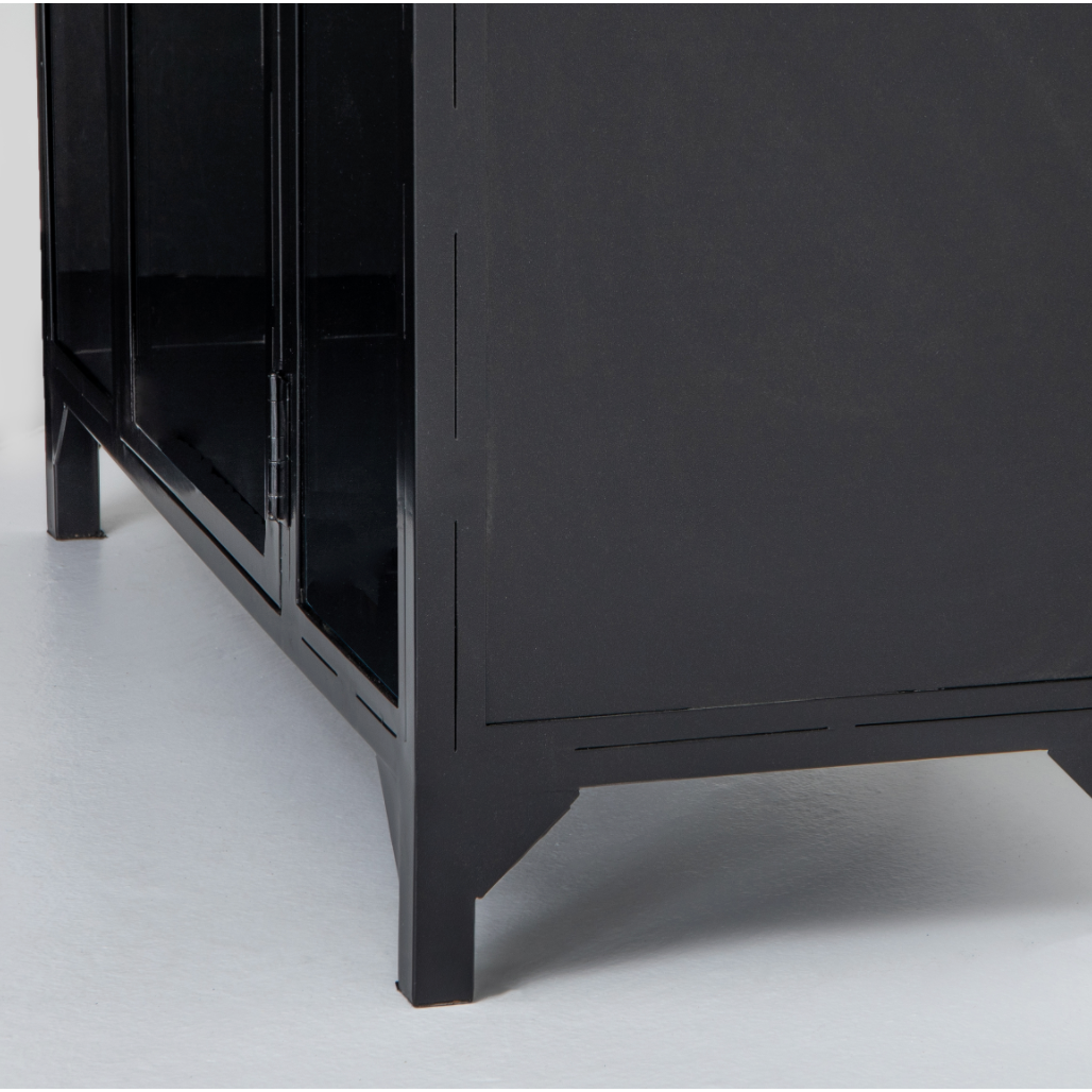 Featuring Belmont Black Iron Cabinet by Four Hands at Amethyst Home. Display barware, books, or other treasures in an arch-topped cabinet. Solid iron sheeting is finished in soft, matte black with contrasting brass hardware.
Overall Dimensions: 39.50"W x 15.75"L x 92.50"HColors: Black, Clear Glass, Weathered BronzeMaterials: Iron, GlassWeight: 229.94 lbV.  Amethyst Home provides interior design, new home construction design consulting, vintage area rugs, and lighting in the Los Angeles metro area.