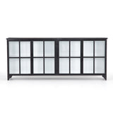 Featuring Camila Sideboard by Four Hands at Amethyst Home. A black iron frame with windowpane detail contrasts a stark white interior for an updated take on the traditional media console. Open-front glass doors and ample shelving maximize storage and display options.
Overall Dimensions: 94.50"W x 16"L x 39.50"HColors: Tempered Glass, Painted White, BlackMateri.  Amethyst Home provides interior design, new home construction design consulting, vintage area rugs, and lighting in the Miami metro area.