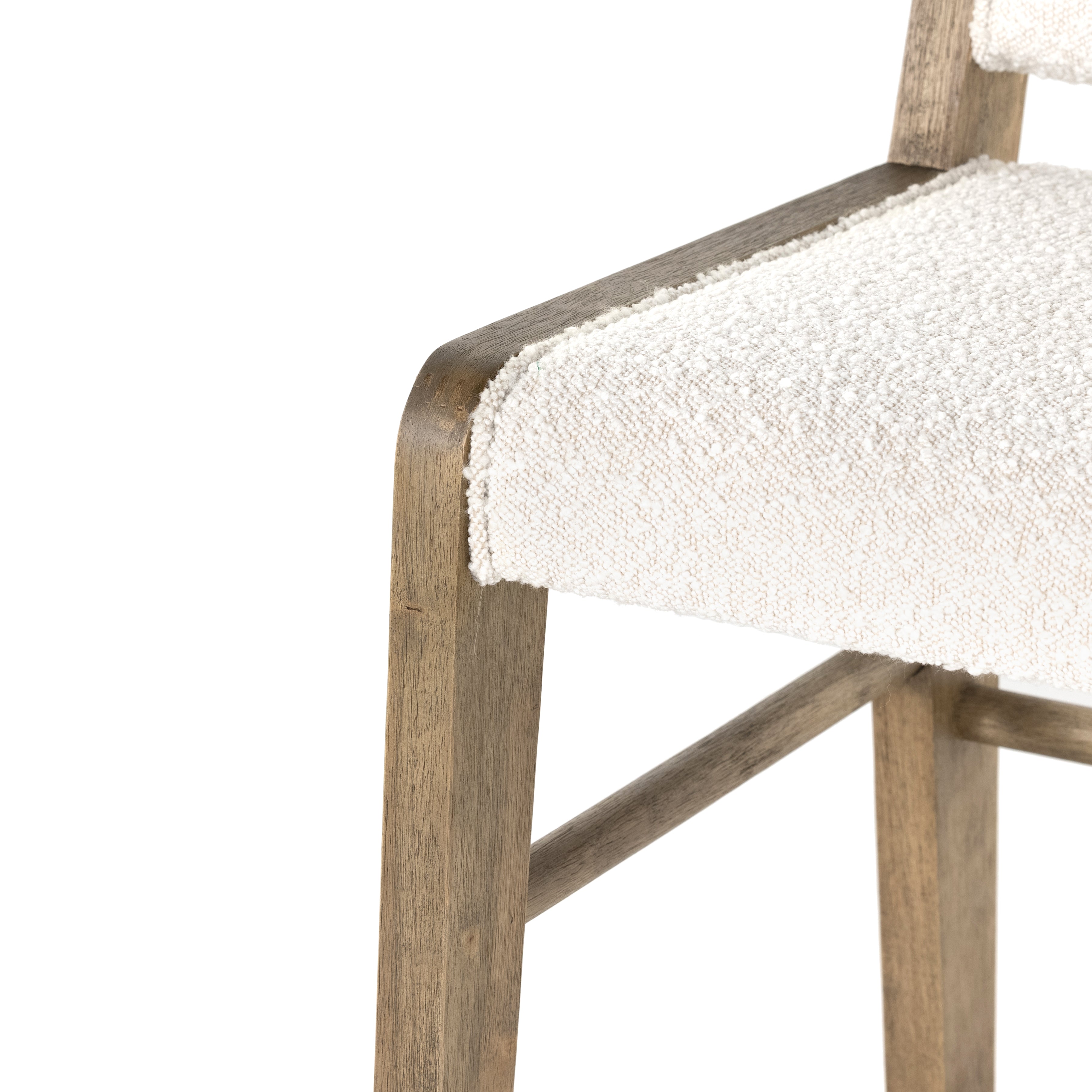 Featuring Charon Counter Stool by Four Hands at Amethyst Home. We love the mixed materials found in this Charon Bar + Counter Stool. In a light, natural finish, solid parawood forms an angular frame for boucle-upholstered seating in a classic cream.
Counter Stool Overall Dimensions: 19.75"W x 21.50"L x 35.50"HSeat Depth: 17.0"Seat Height: 26.25"
Colors: Knol.  Amethyst Home provides interior design, new home construction design consulting, vintage area rugs, and lighting in the Seattle metro area.