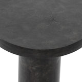 Featuring Gino End Table - Raw Black by Four Hands at Amethyst Home. Made from raw black cast aluminum, a dramatically tapered Gino End Table - Raw Black flaunts beautiful high/ low hues and subtle Brutalist vibes. Perfect for setting your book or favorite drink next to. 
Overall Dimensions: 13"W x 13"L x 20"H
Colors: Raw BlackMaterials: AluminumWeight: 13.  Amethyst Home provides interior design, new home construction design consulting, vintage area rugs, and lighting in the Charlotte metro area.