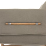 Featuring Harrison Chair - Villa Olive by Four Hands at Amethyst Home. Details make this Harrison Chair - Villa Olive. With plush cotton-blend upholstery that wraps each arm, faux toggles add an element of interest to luxuriously comfortable mid-century-inspired seating in a light olive hue, with softly sculpted parawood framing carrying out a beautifully neu.  Amethyst Home provides interior design, new home construction design consulting, vintage area rugs, and lighting in the Boston metro area.