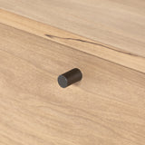 Featuring Isador Media Console - Dry Wash Poplar by Four Hands at Amethyst Home. This Isador Media Console - Dry Wash Poplar is clean, bright and dreamy. Solid dry-washed poplar forms a clean-lined media console with dovetail joinery plus iron and leather hardware, for a fresh look to any living room.
Ample shelving + rear cut outs for cord management bri.  Amethyst Home provides interior design, new home construction design consulting, vintage area rugs, and lighting in the Alpharetta metro area.