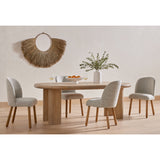 Featuring Jaylen Extension Dining Table - Yucca Oak by Four Hands at Amethyst Home. The rounded edges of this Jaylen Extension Dining Table - Yucca Oak are so dreamy. Made from solid oak with an oak veneer, this both a kid friendly and beautiful table to add to any dining room or kitchen area! The extension piece is self-storing and allows entertainment per.  Amethyst Home provides interior design, new home construction design consulting, vintage area rugs, and lighting in the Portland metro area.
